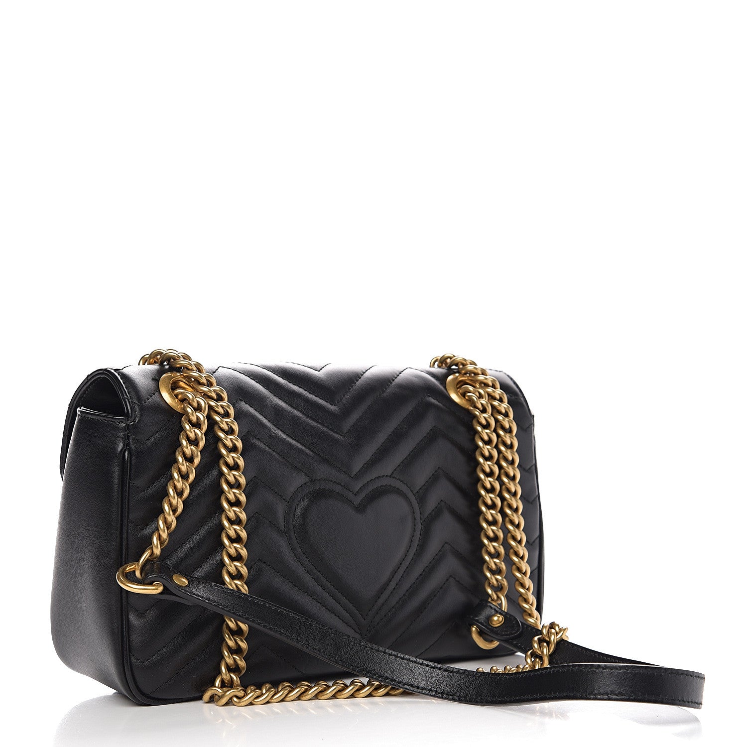 Gucci Calfskin Matelasse Small GG Marmont Shoulder Bag Black 2 of 9