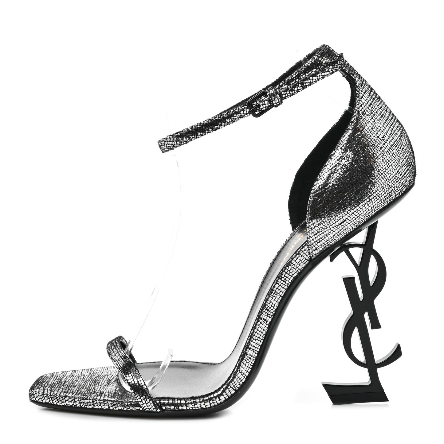 Metallic Calfskin Opyum 110 Sandals 38.5 Argento