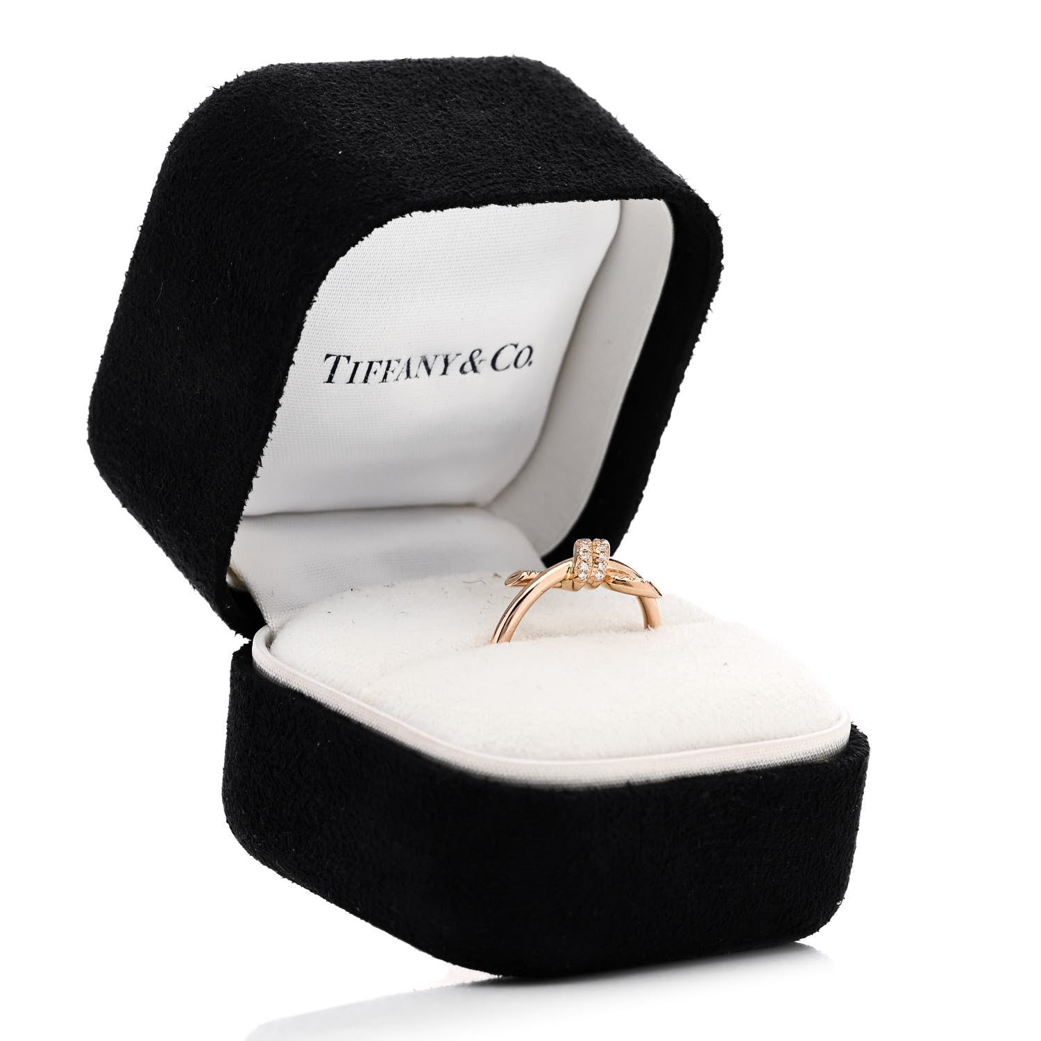 Tiffany 18K Rose Gold Diamond Small Knot Ring 53 6.25 5 of 5