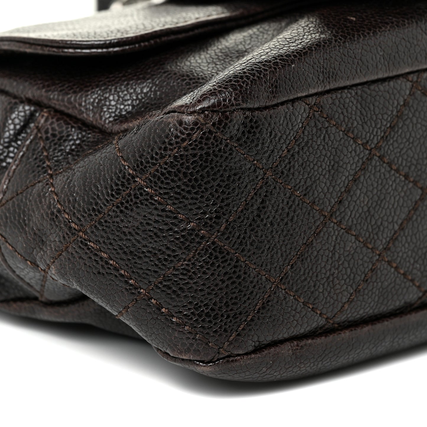 Glazed Caviar Small Pocket In The City Shoulder Bag Brown