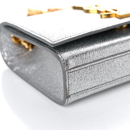 Saint Laurent Metallic Calfskin Small Classic Monogram Kate Satchel Platine 6 of 10