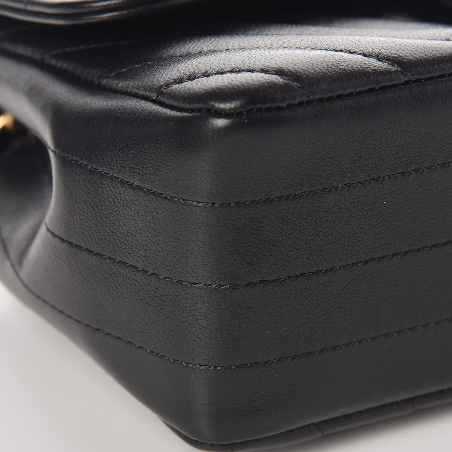 Lambskin Chevron Quilted Mini Rectangular Flap Black