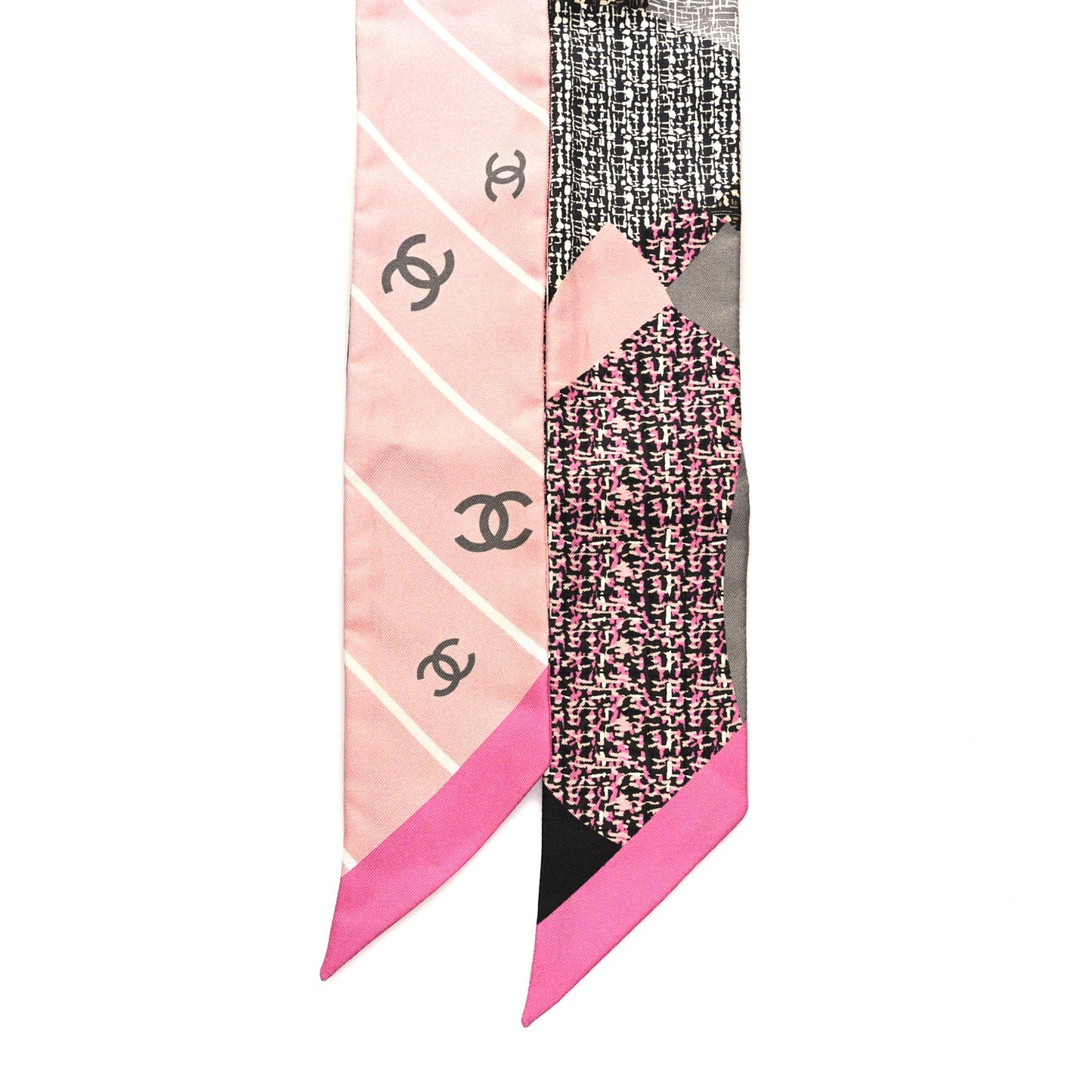 Silk Twill Slim Bandeau Scarf Pink Grey Light Pink