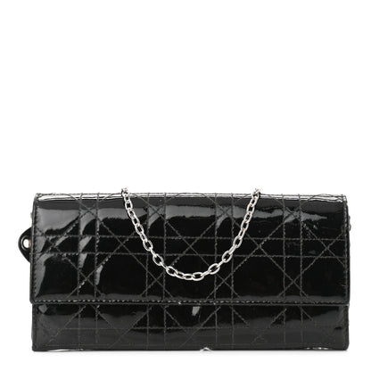 Christian Dior Patent Cannage Rendez-vous Chain Wallet Black 1 of 9