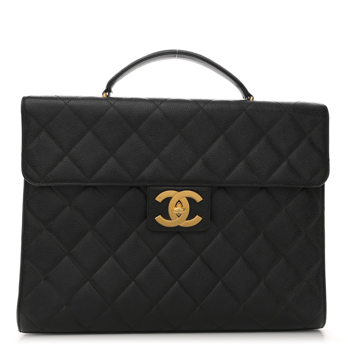 Caviar Quilted Briefcase Laptop Bag Black