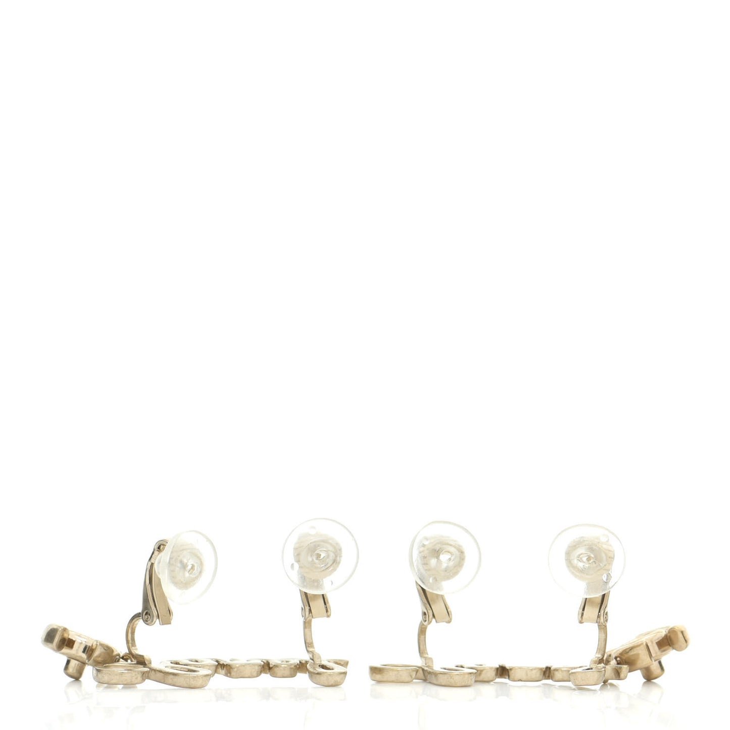 Metal CC Turnlock Climber Clip On Earrings Gold