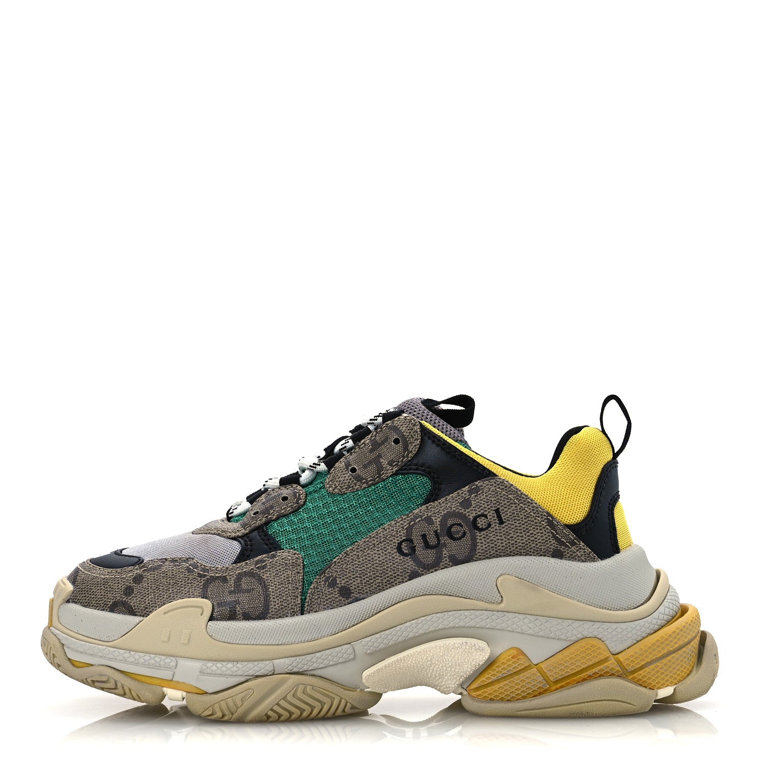 Balenciaga X GUCCI Maxi GG Supreme Monogram Womens Triple S Sneakers 39 Beige Ebony Black Green 1 of 12
