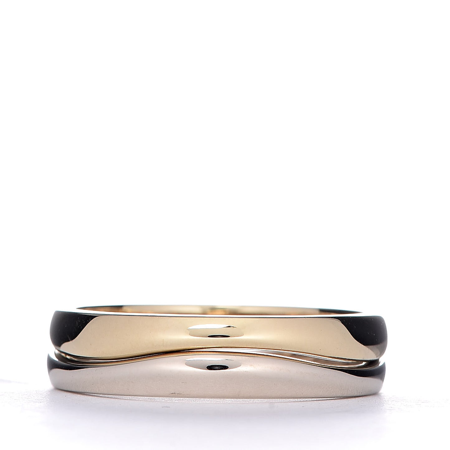 18K Yellow White Gold Wave Double Ring 62 10