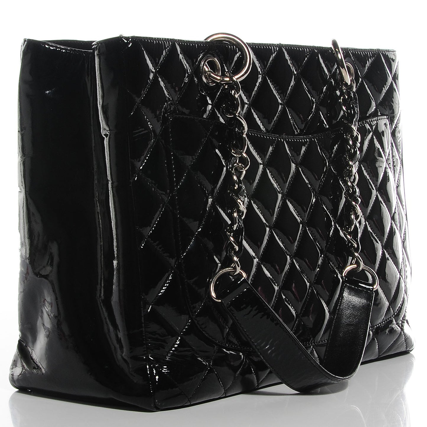 Patent Quilted Grand Shopping Tote GST Black