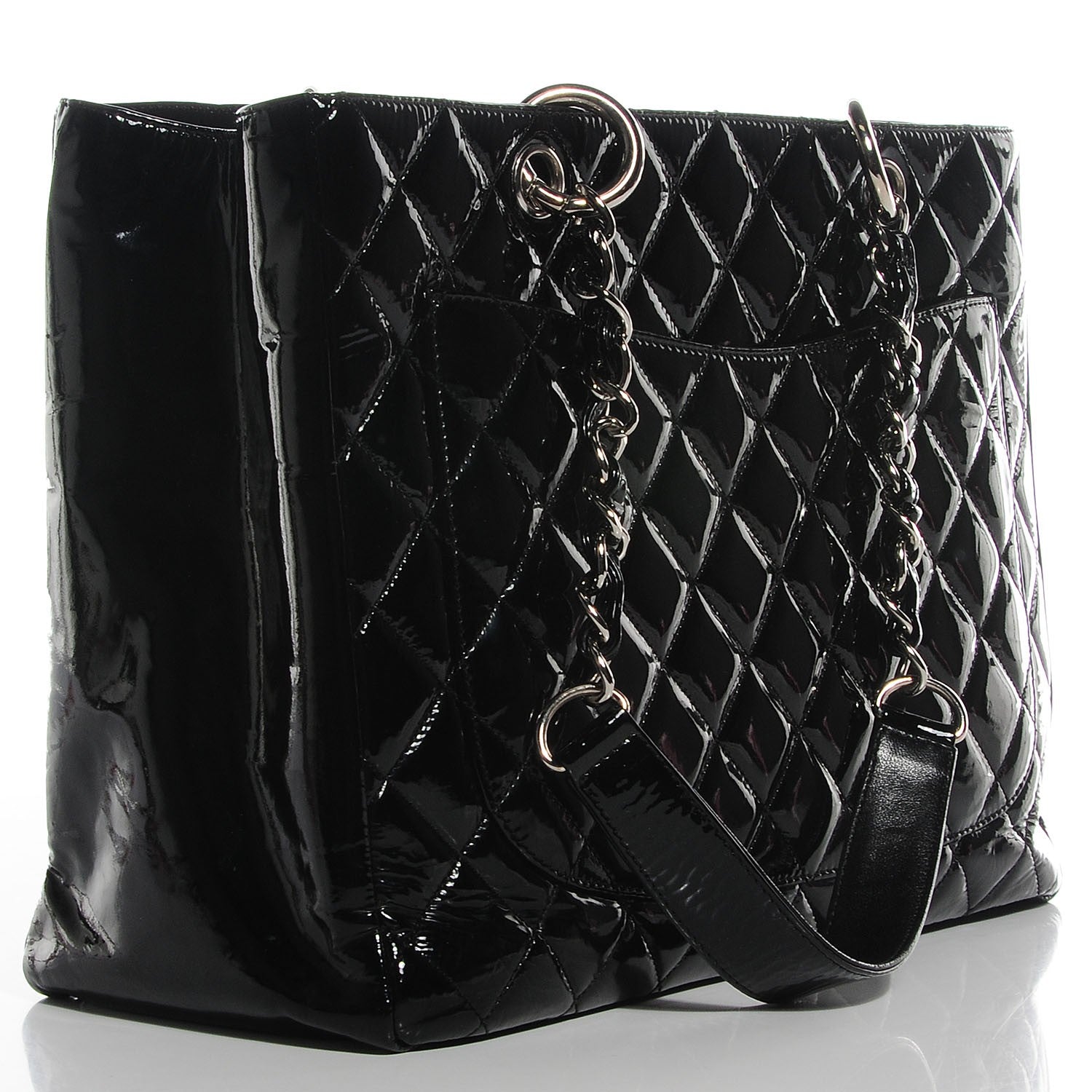 Chanel Patent Quilted Grand Shopping Tote GST Black 3 of 8