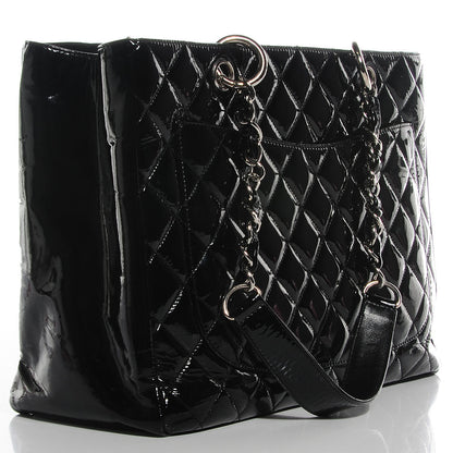 Chanel Patent Quilted Grand Shopping Tote GST Black 3 of 8
