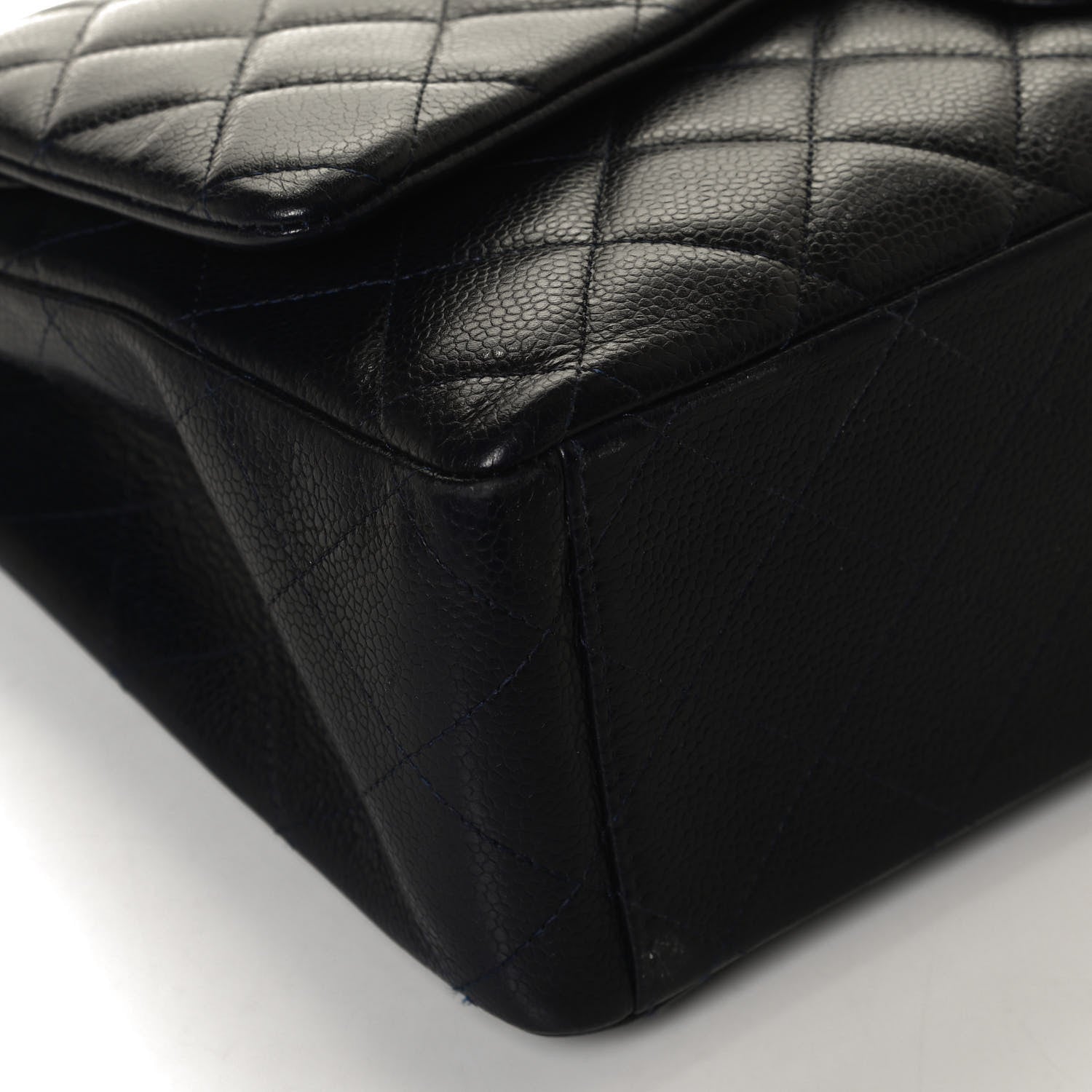Chanel Caviar Quilted Maxi Double Flap Navy Blue 12 of 14