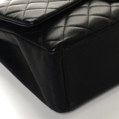 Chanel Caviar Quilted Maxi Double Flap Navy Blue 12 of 14