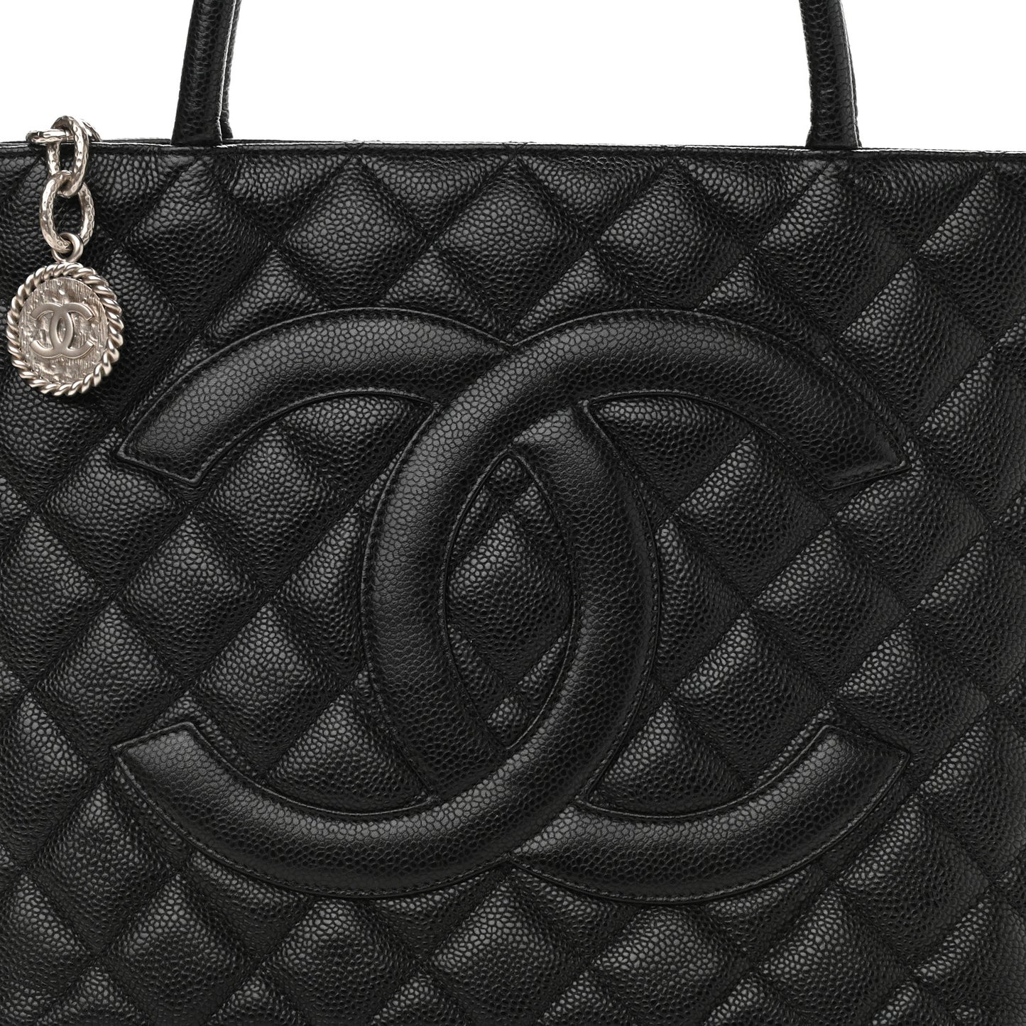 Caviar Quilted Medallion Tote Black