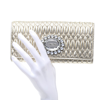 Miu Miu Metallic Nappa Matelasse Crystal Clutch Pyrite 2 of 8
