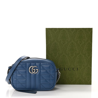 Gucci Calfskin Matelasse Aria Mini GG Marmont Chain Shoulder Bag Clear Blue 11 of 11