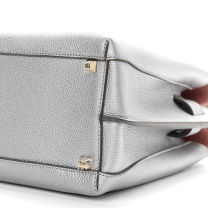 MCM Metallic Grained Calfskin Medium Milla Tote Silver 9 of 9