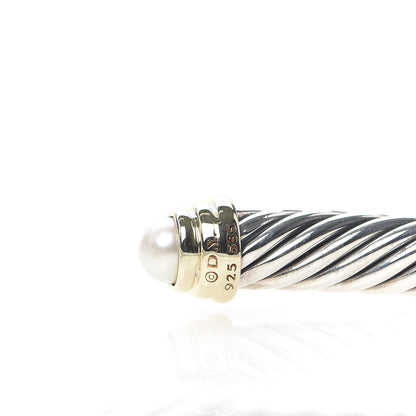 David Yurman Sterling Silver 14K Yellow Gold Pearl 5mm Cable Classics Petite Color Bracelet 4 of 5