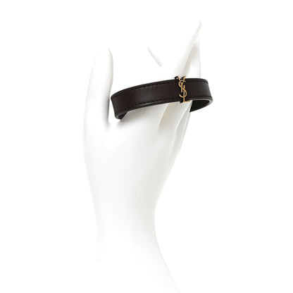 Saint Laurent Calfskin Cassandre Bracelet L Dark Brown Chocolate 2 of 5