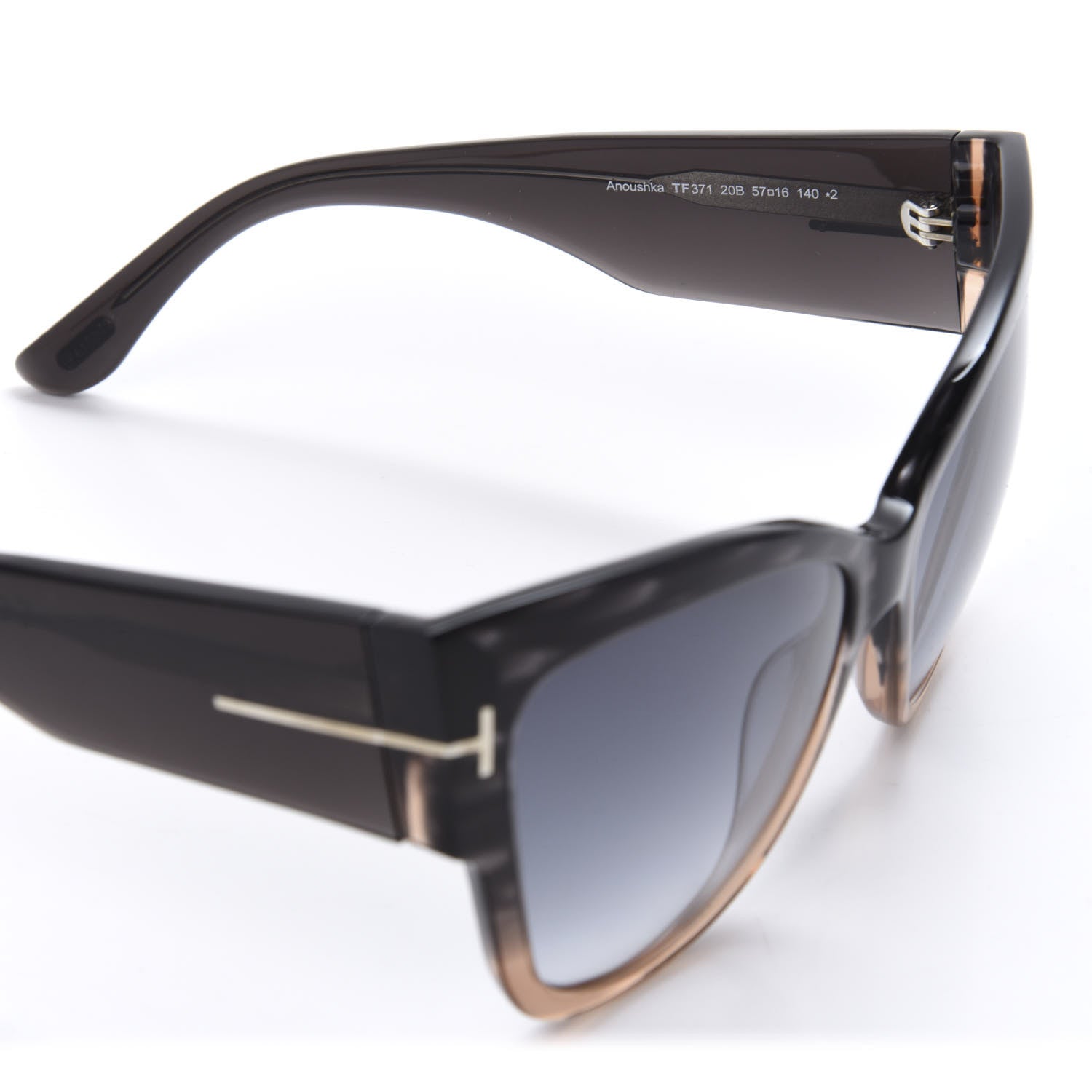 Tom Ford Acetate Anoushka Cat Eye Sunglasses TF371 Melange Grey Peach 6 of 7