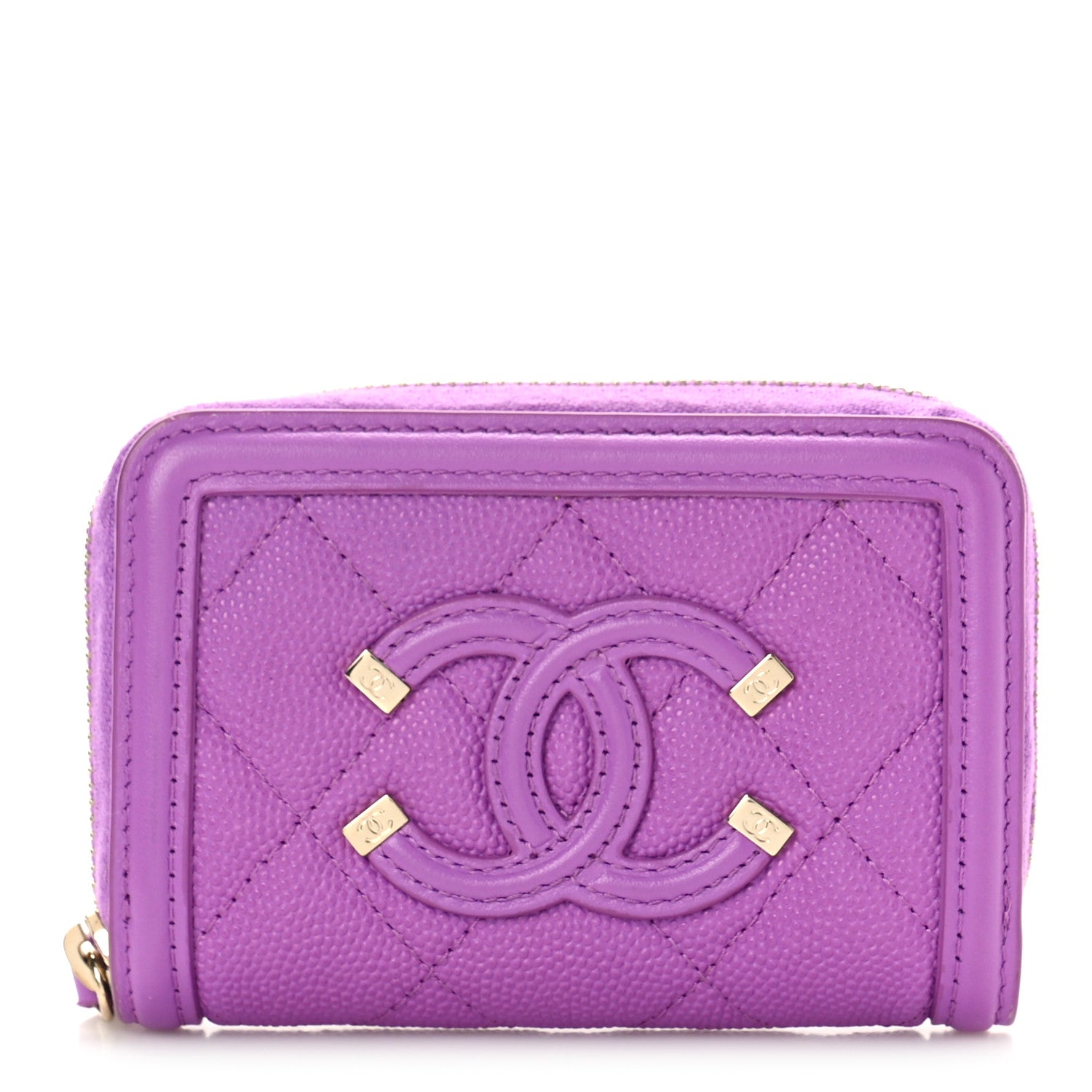 Chanel Caviar Quilted Filigree Coin Purse Purple 1 of 10