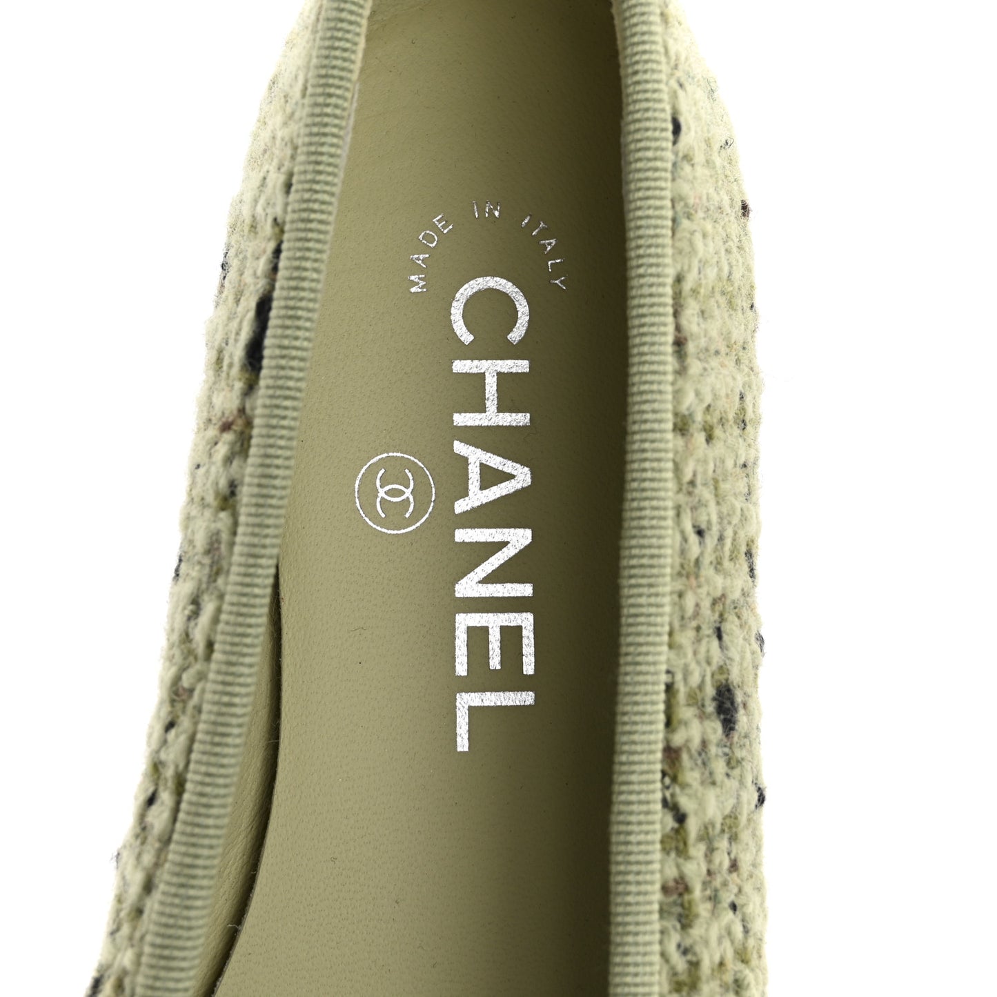 Tweed Patent Calfskin Cap Toe Ballerina Flats 36.5