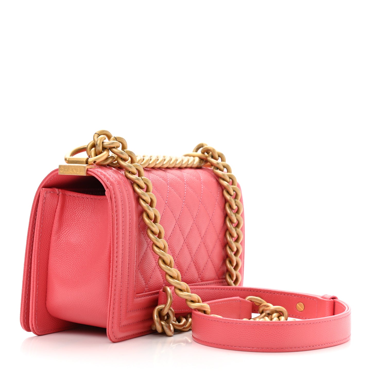 Caviar Quilted Small Boy Flap Pink