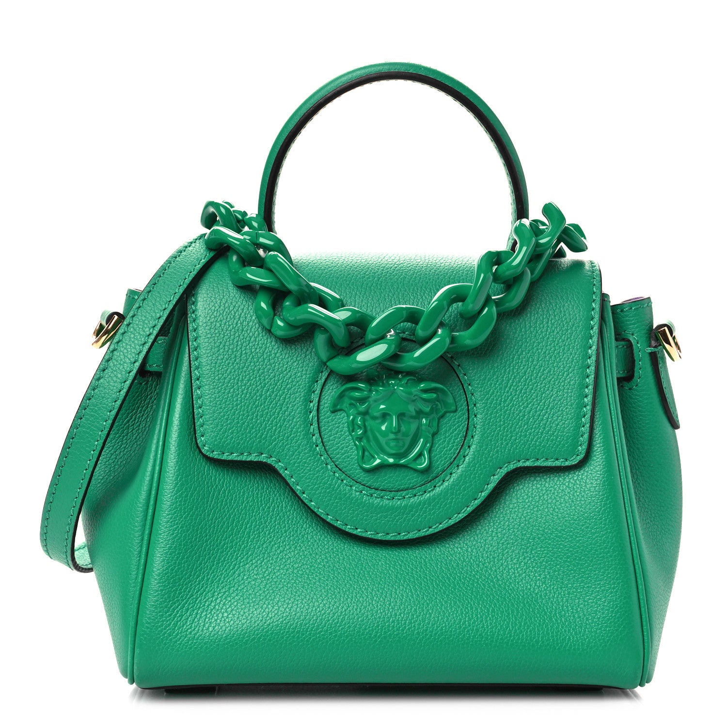 Versace Grained Calfskin Small La Medusa Top Handle Bag Turquoise 2 of 9