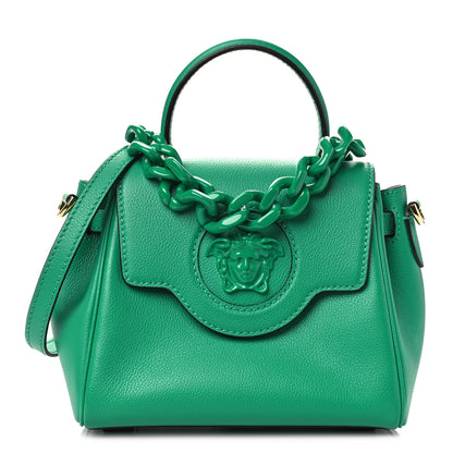 Versace Grained Calfskin Small La Medusa Top Handle Bag Turquoise 2 of 9