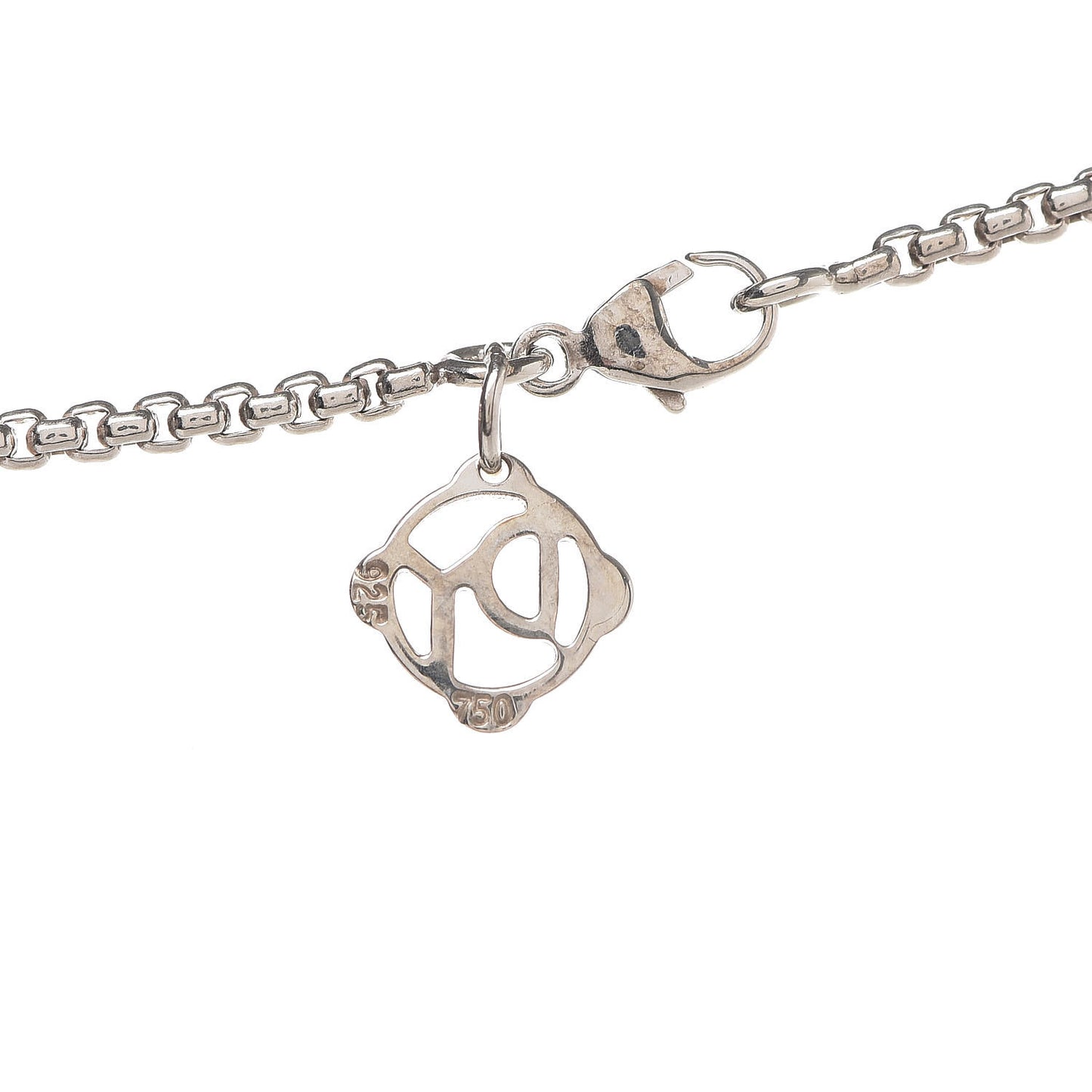 Sterling Silver 18K White Gold Diamond Pave Ball Pendant Necklace