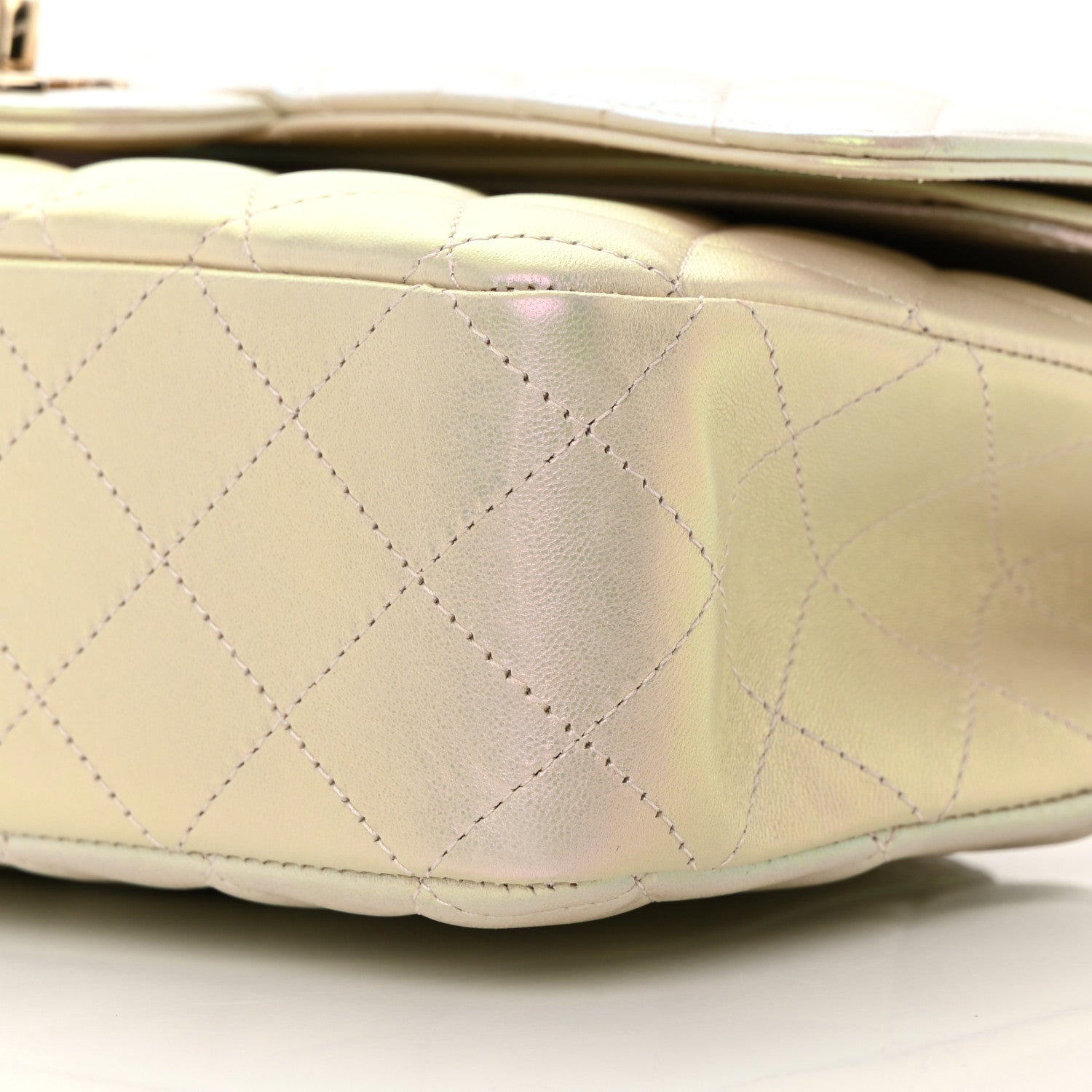 Chanel Iridescent Lambskin Quilted Medium Double Flap Ivory 10 of 16
