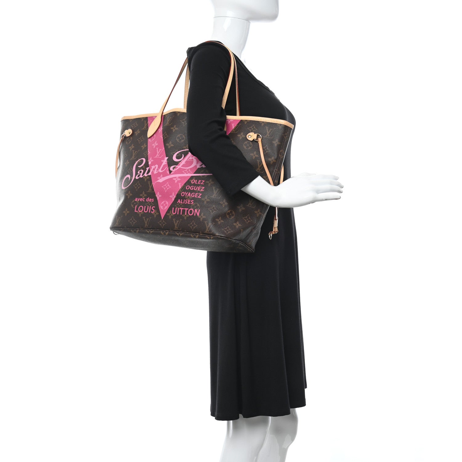 Louis Vuitton Monogram Saint Barth V Neverfull MM Hot Pink 2 of 12