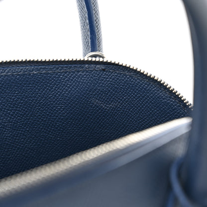 Balenciaga Signature Grained Calfskin Logo S Ville Top Handle Bag Bleu Canopee White 11 of 11