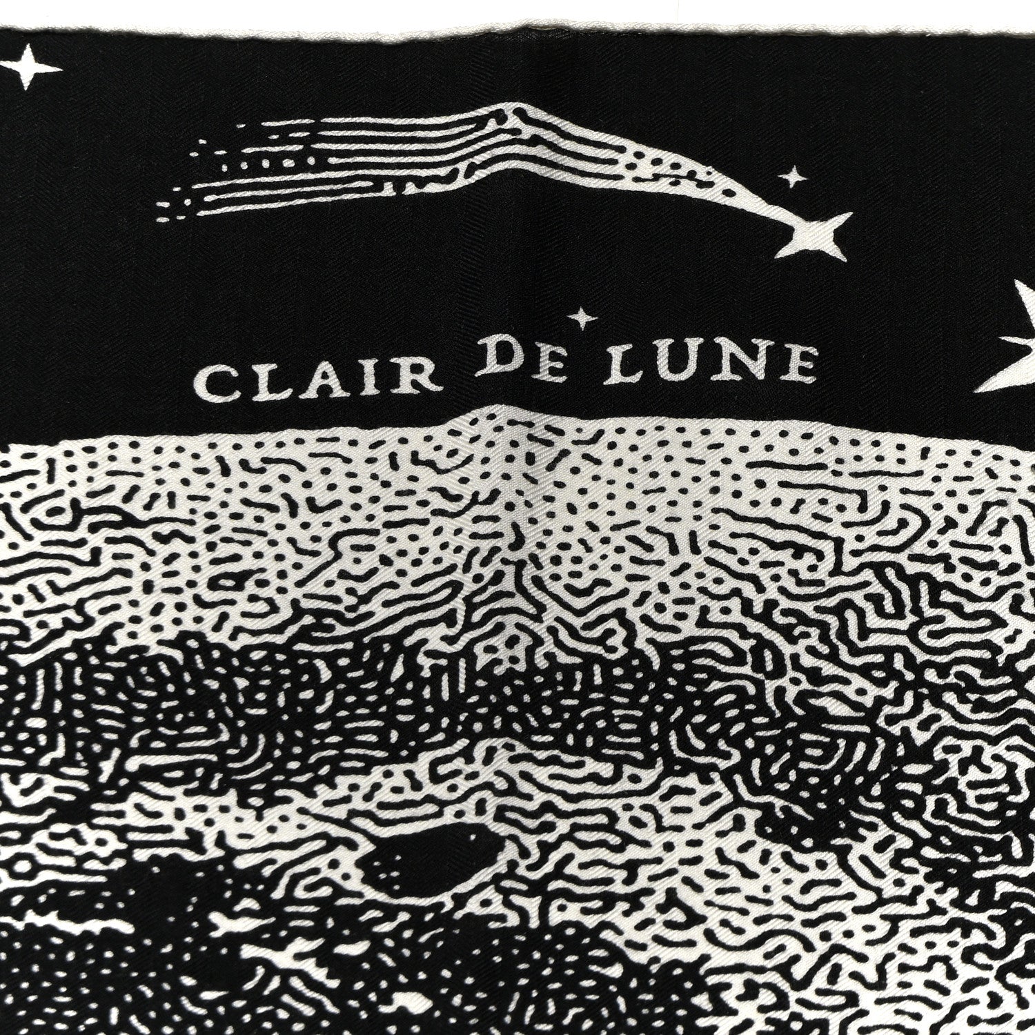 Hermes Silk Cashmere Clair De Lune Shawl 140 Black White 5 of 5