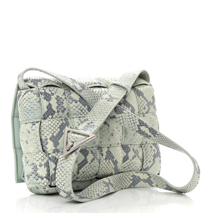 Bottega Veneta Goatskin Python Embossed Padded Cassette Crossbody Bag Dew Black Silver 3 of 13