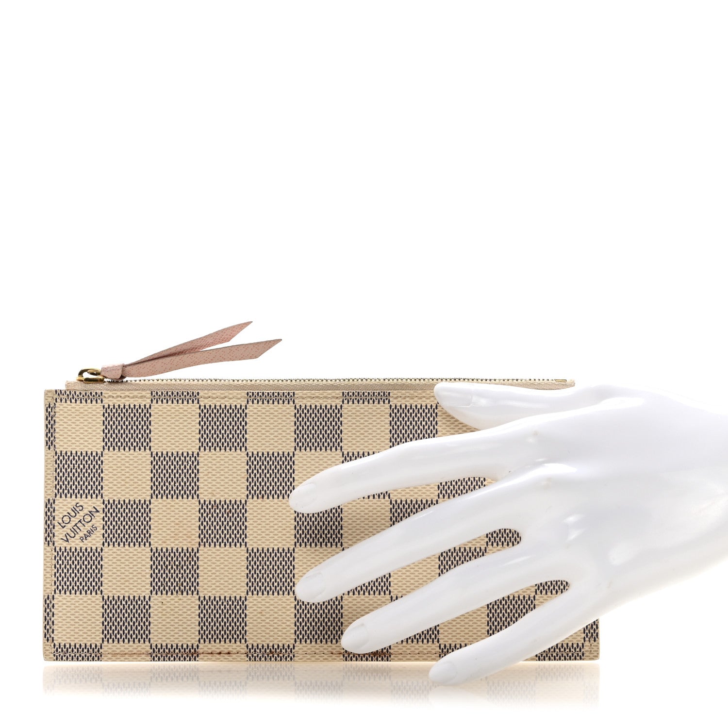 Louis Vuitton Damier Azur Felicie Chain Wallet Zippered Insert Rose Ballerine 2 of 7