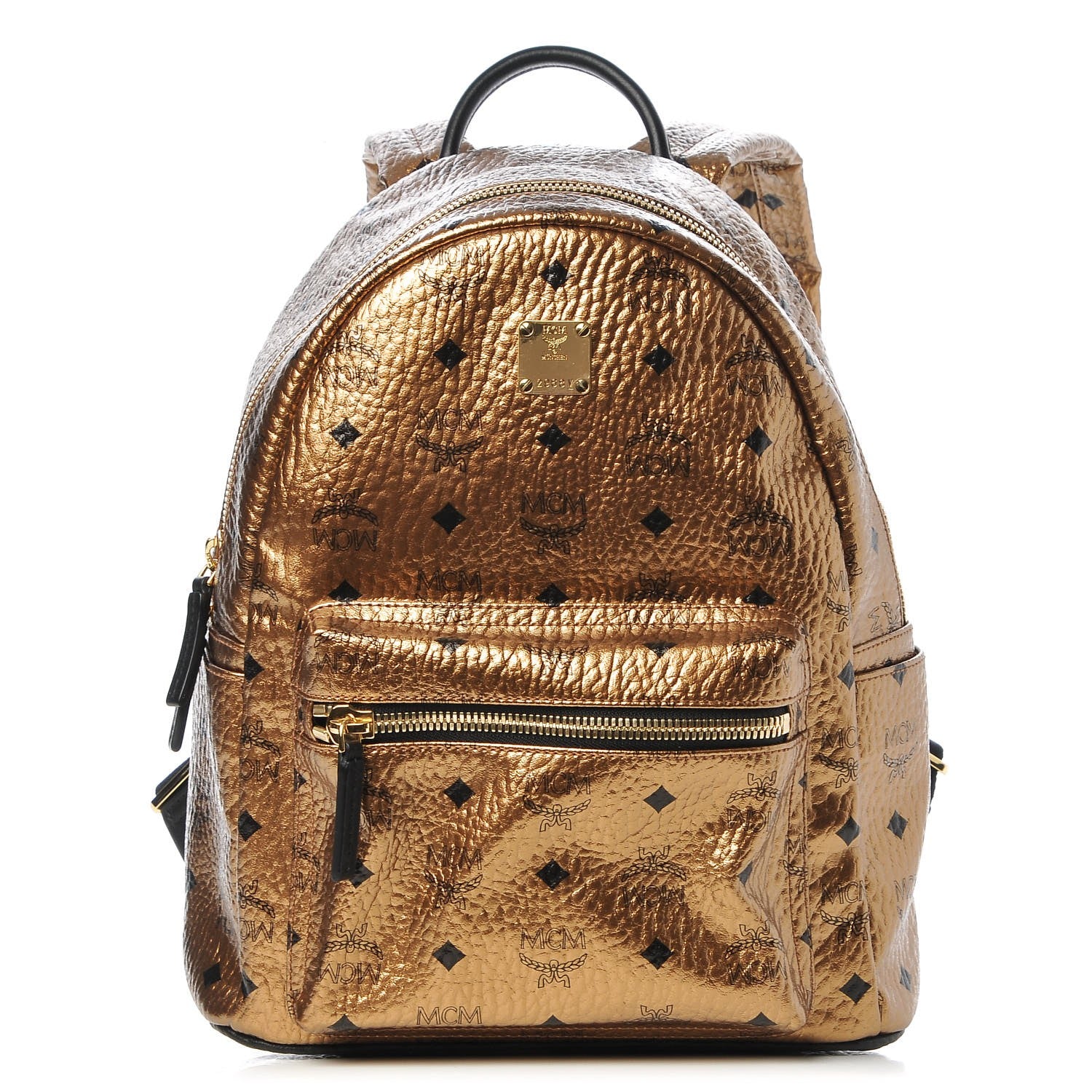 MCM Metallic Visetos Small Stark Backpack Gold 1 of 10