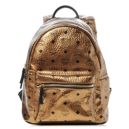 MCM Metallic Visetos Small Stark Backpack Gold 1 of 10