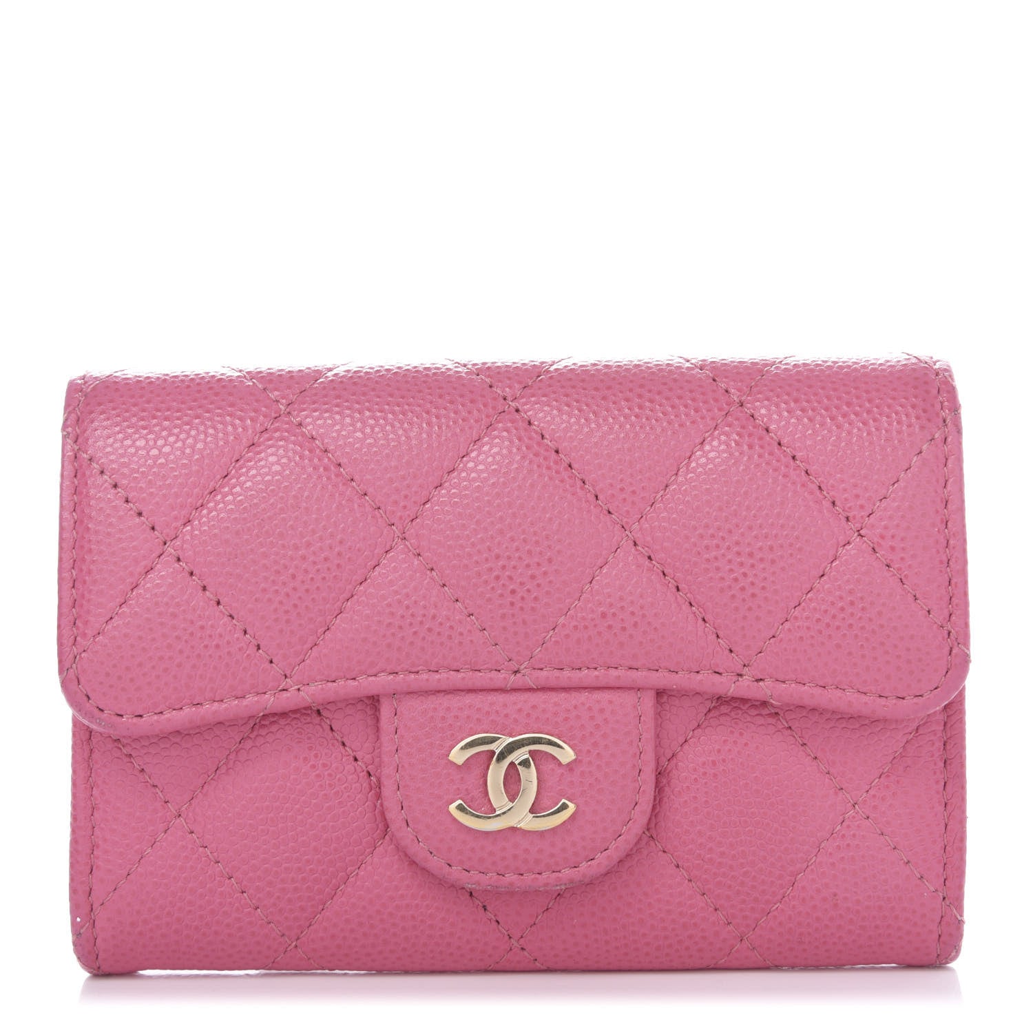 Chanel Caviar Quilted Flap Card Holder Wallet Pink 1 of 9