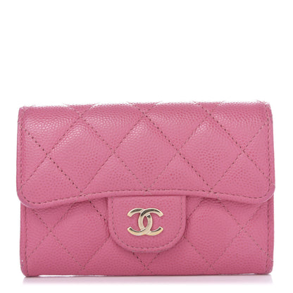 Chanel Caviar Quilted Flap Card Holder Wallet Pink 1 of 9