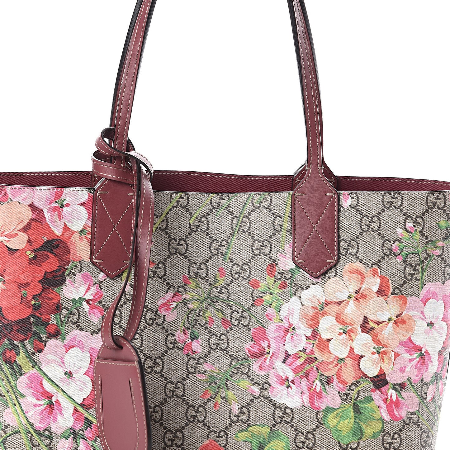 GG Supreme Monogram Blooms Small Reversible Tote Beige Multicolor Dry Rose