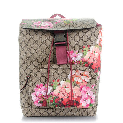 Gucci GG Supreme Monogram Blooms Medium Single Buckle Backpack Beige Multicolor Dry Rose 1 of 7