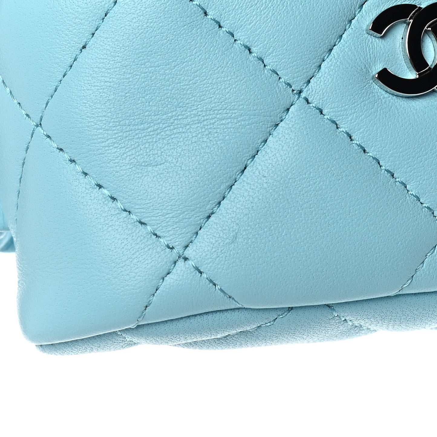 Lambskin Quilted Arm Coin Purse Neon Blue