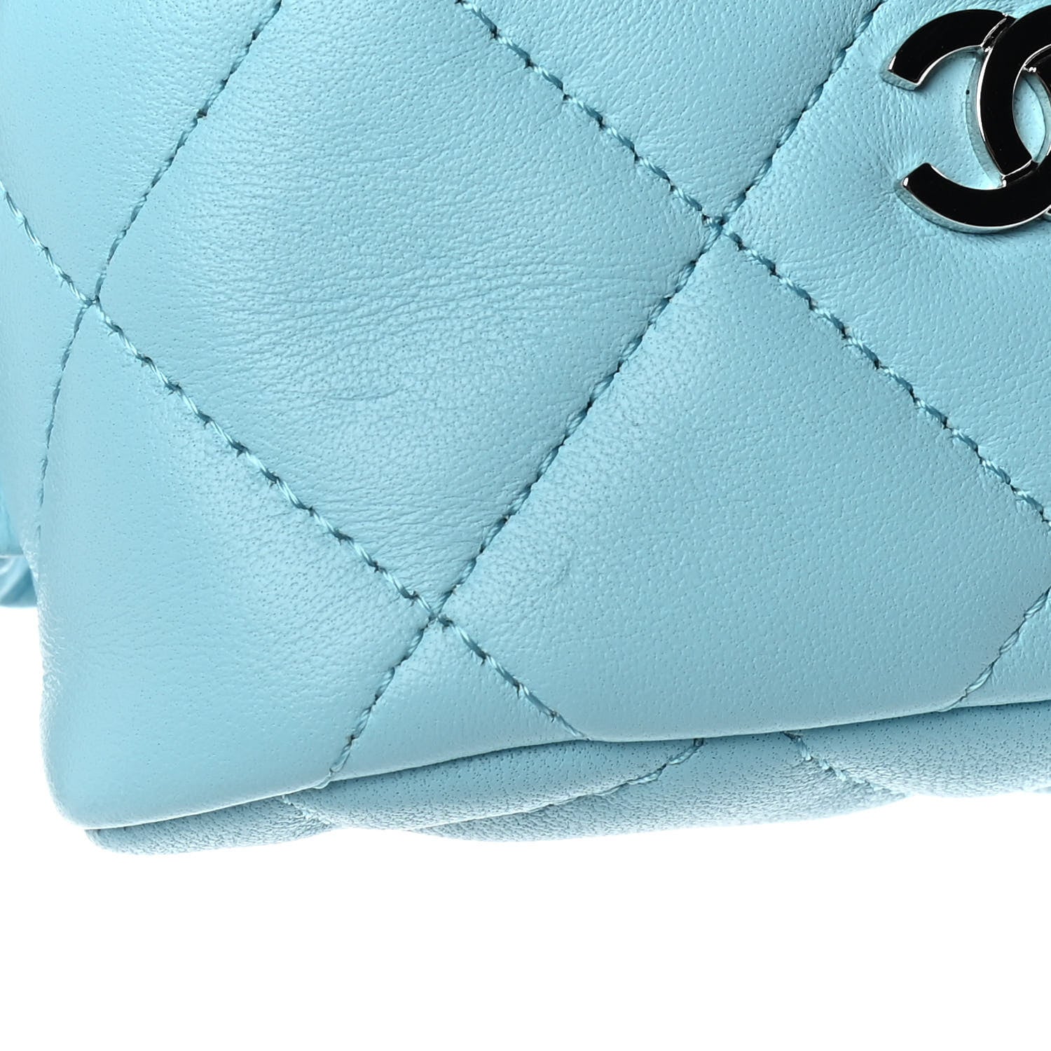 Chanel Lambskin Quilted Arm Coin Purse Neon Blue 11 of 11