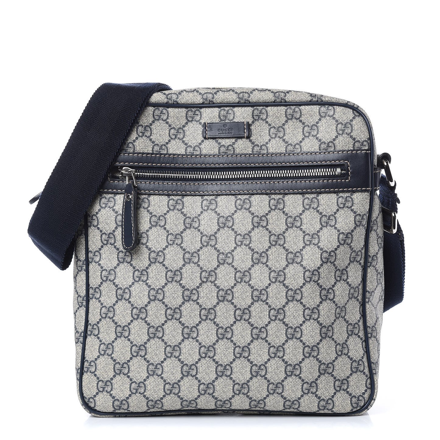 GG Plus Monogram Selleria Calfskin Medium Messenger Bag Beige Blue