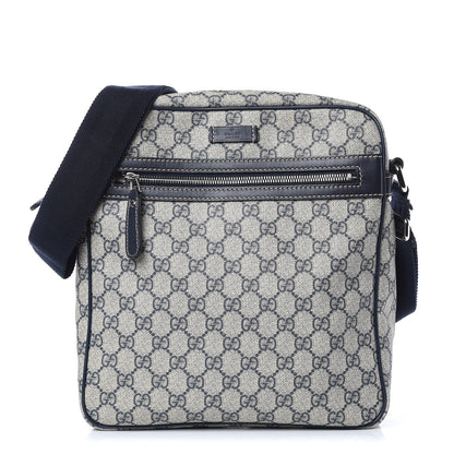 Gucci GG Plus Monogram Selleria Calfskin Medium Messenger Bag Beige Blue 1 of 12