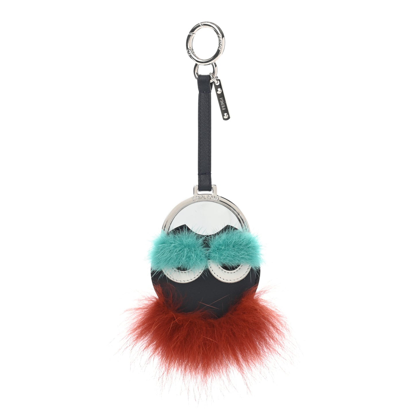 Vitello Dolce Fox Mink Fur Monster Bag Bug Mirror Charm Lavagna Rust Turquoise