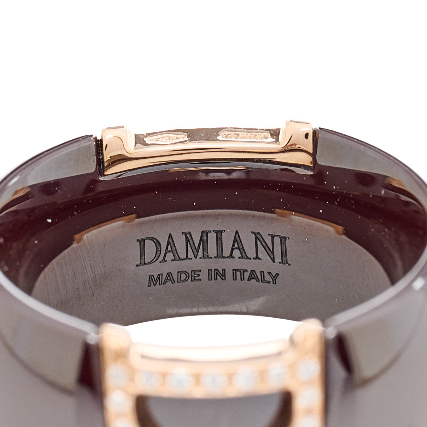 Damiani 18K Pink Gold Ceramic Diamond D Icon Ring Black 53 6.25 4 of 4