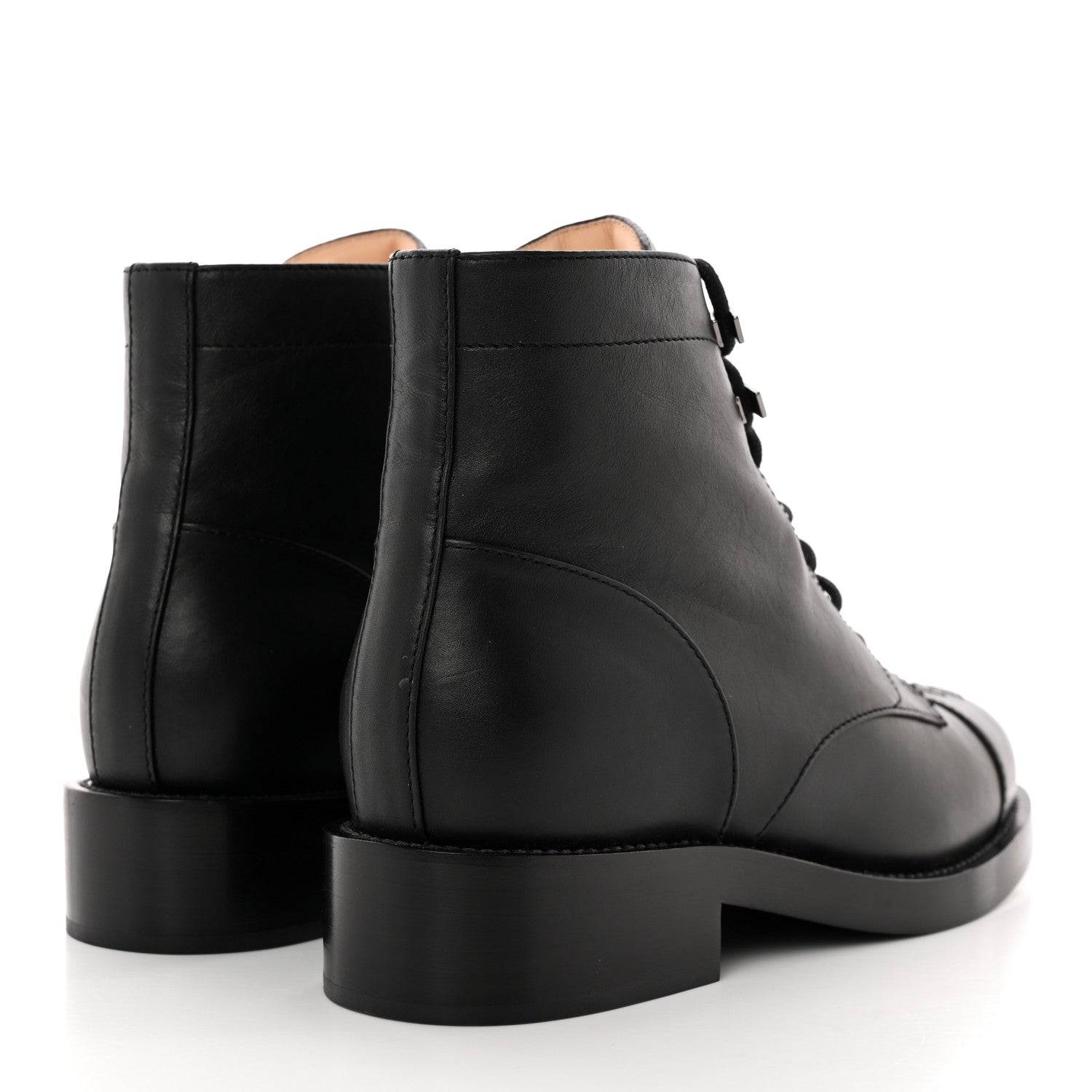 Chanel Calfskin Lace Up CC Combat Boots 38.5 Black 4 of 11