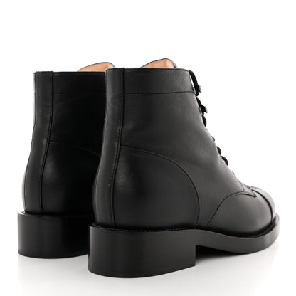 Chanel Calfskin Lace Up CC Combat Boots 38.5 Black 4 of 11